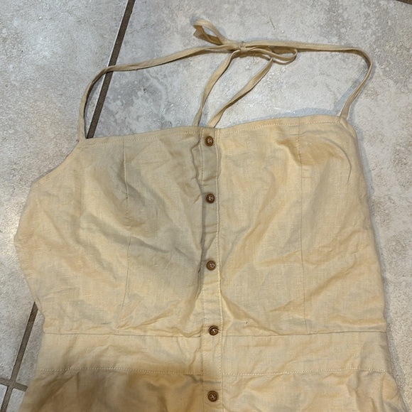 American Threads Cream Linen Button Front Backless Halter Dress M - Picture 3 of 9